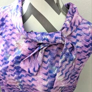 Soft Surroundings Purple Abstract Print Blouse